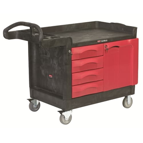 Rubbermaid FG453388BLA TradeMaster® Cart with 4-Drawer and Cabinet - Moutools