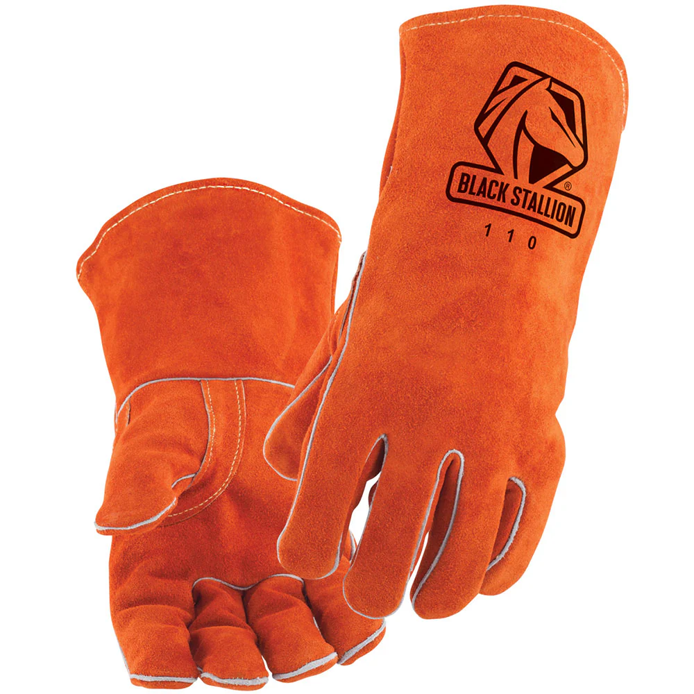 Black Stallion 110S Standard Cowhide Stick Welding Gloves, Small - Moutools