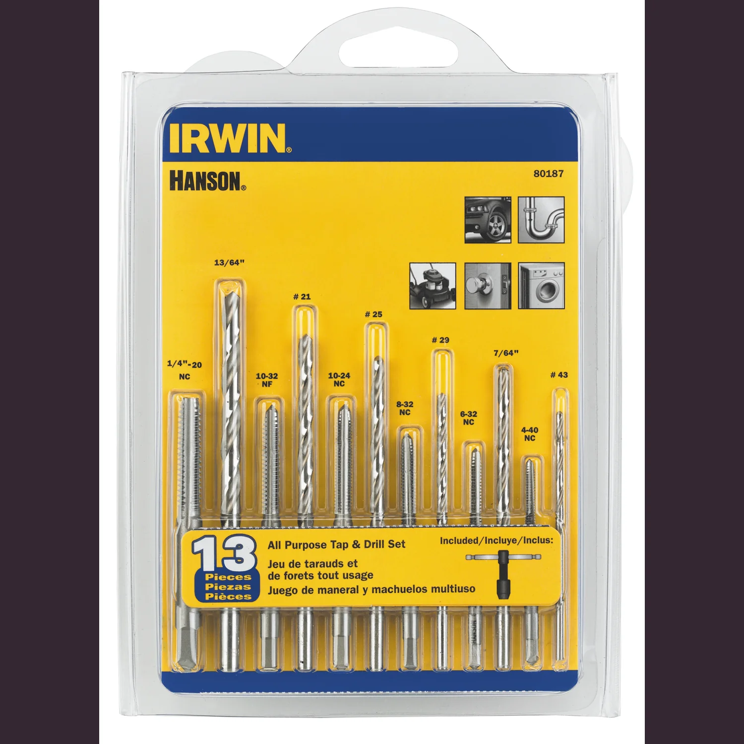 Irwin 80187 13 piece All-Purpose Tap and Drill Bit Set - Moutools