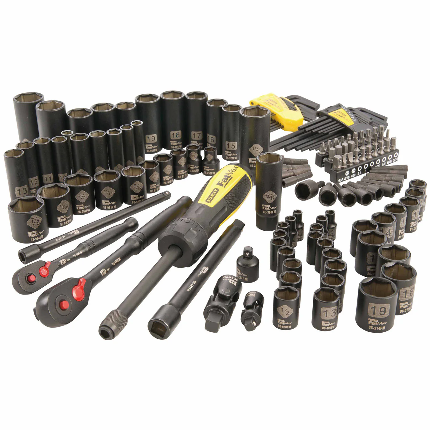 Stanley FMMT71663 141 Piece Matte Black Chrome Socket Set - Moutools