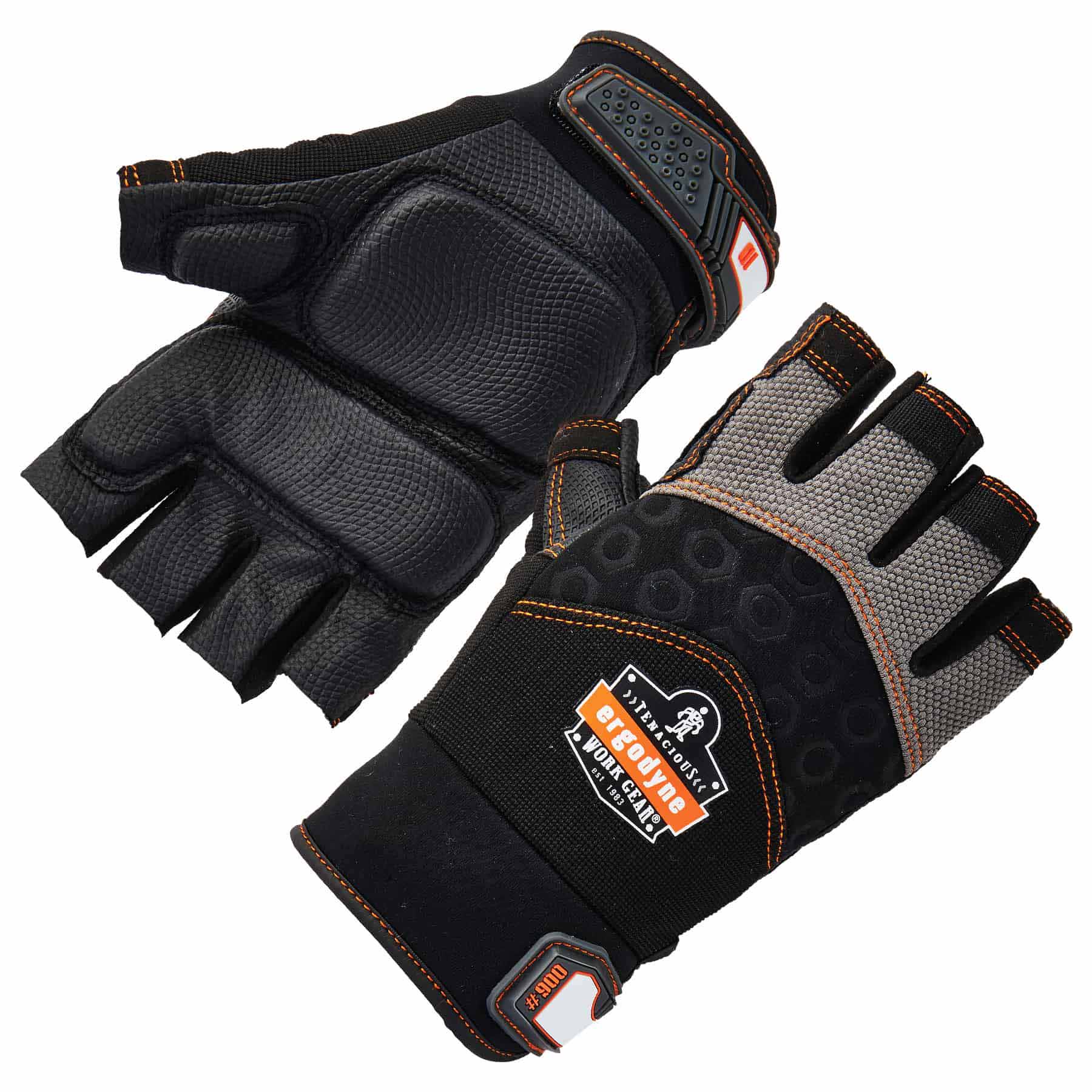 Ergodyne 17696 900 2XL Black Half-Finger Impact Gloves - Moutools