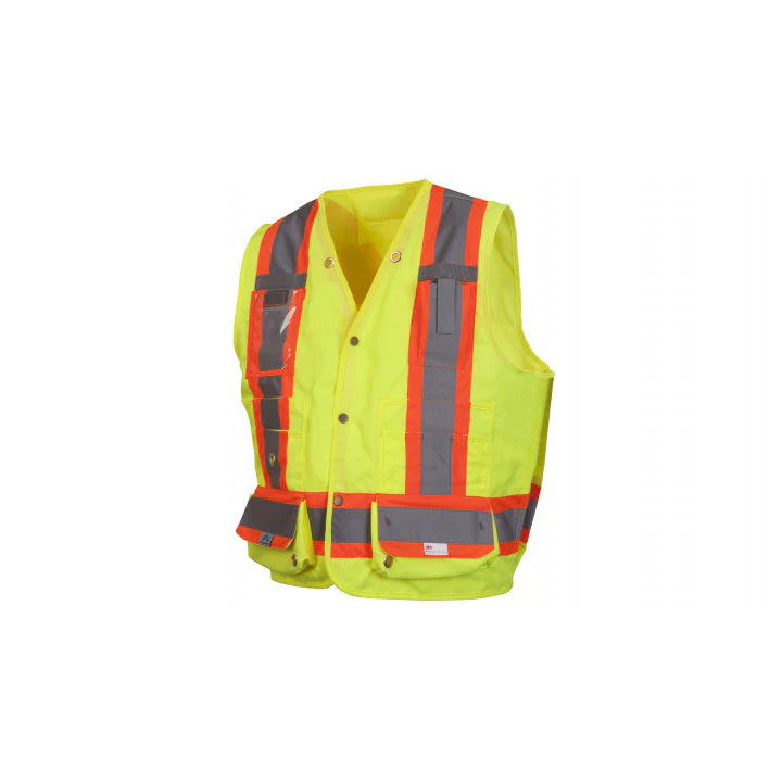 Pyramex RCMS2810XL Hi-Vis Lime Safety Vest With Reflective Tape, Extra Large - Moutools