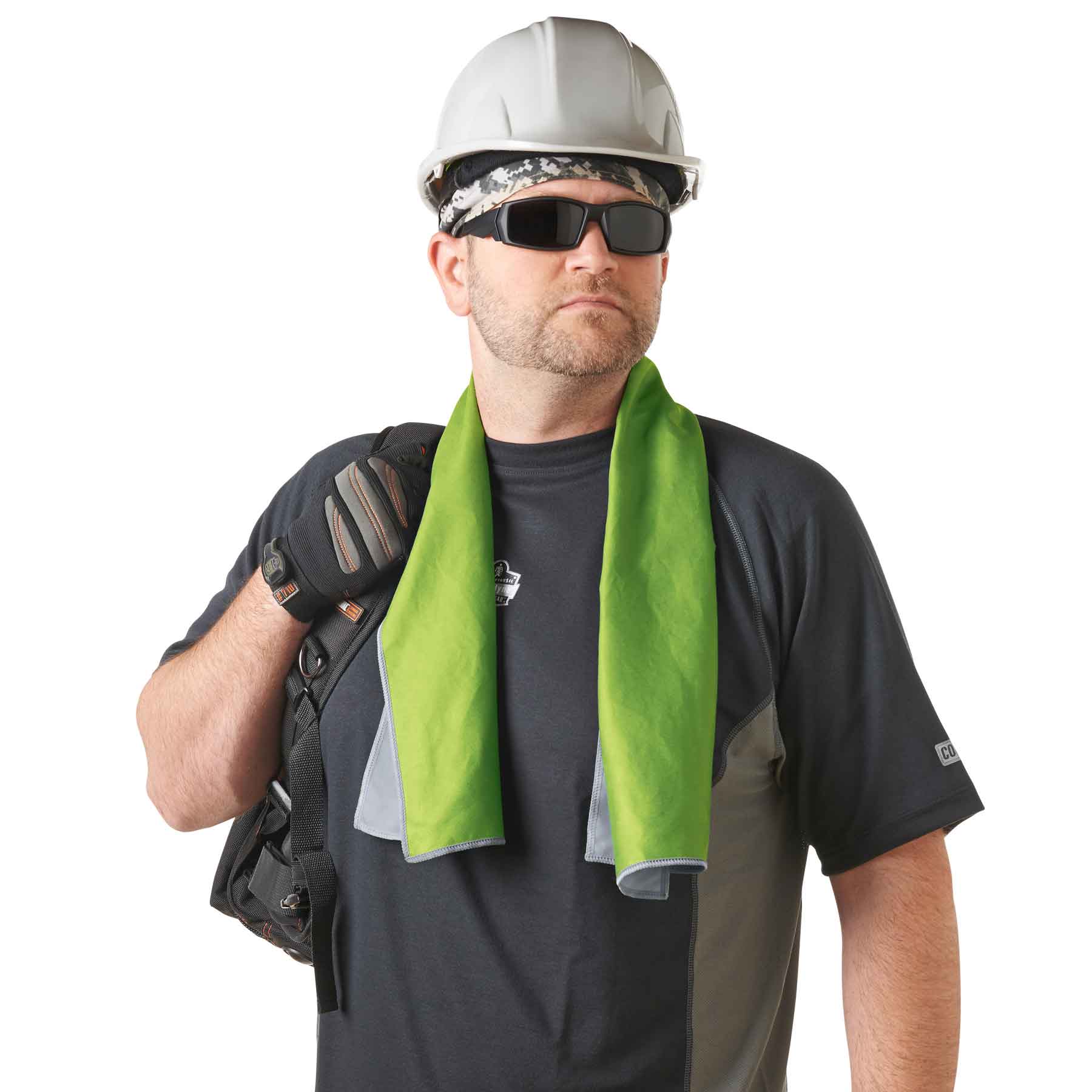 Ergodyne 12669 Chill-Its 6602MF Evaporative Microfiber Cooling Towel, HV Lime - Moutools