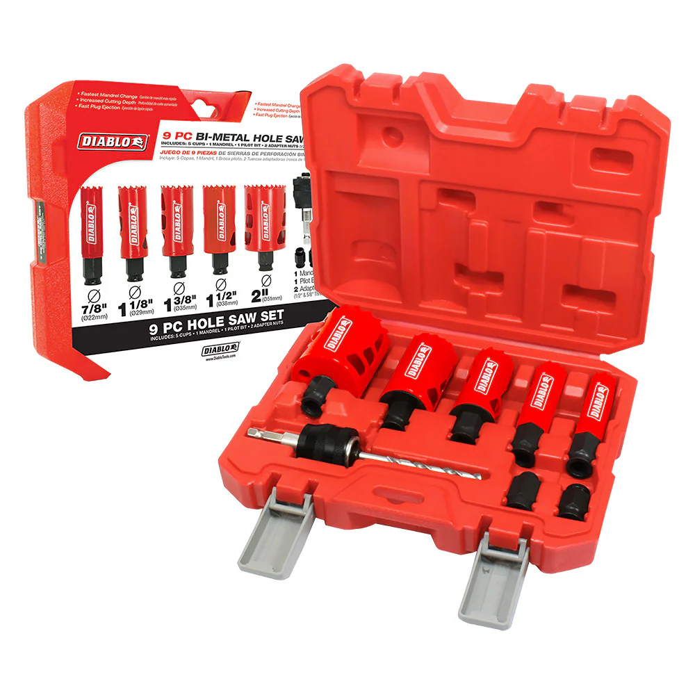 Diablo DHS09SGP 9 Pc General Purpose Bi-Metal Hole Saw Set - Moutools