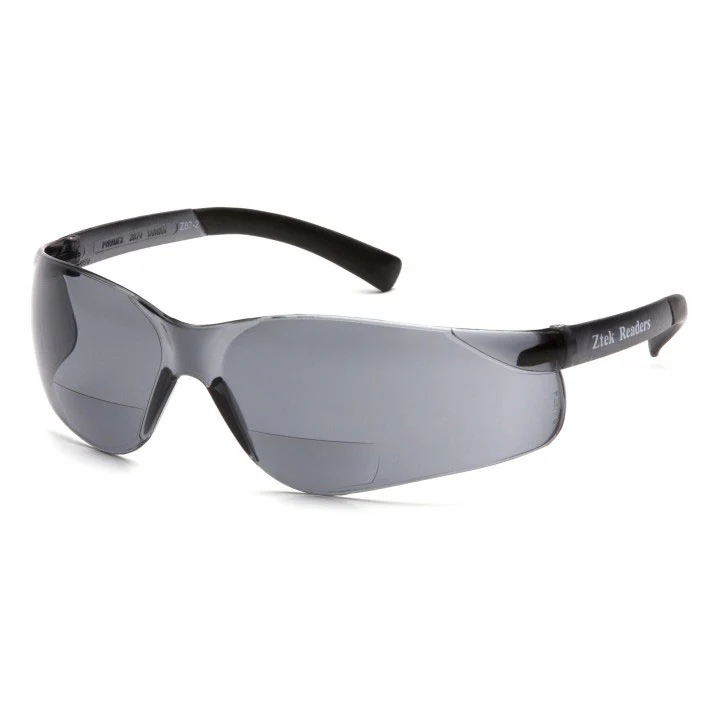 Pyramex S2520R25 Ztec Readers Eyewear Gray +2.5 Reader Lens with Gray Temples - Moutools