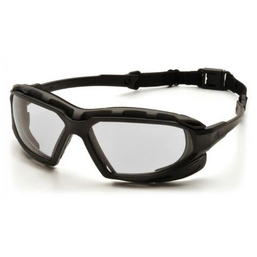 Pyramex SBG5010DT Highlander Plus Clear H2X Anti-Fog Lens Safety Glasses with Black/Gray Frame - Moutools