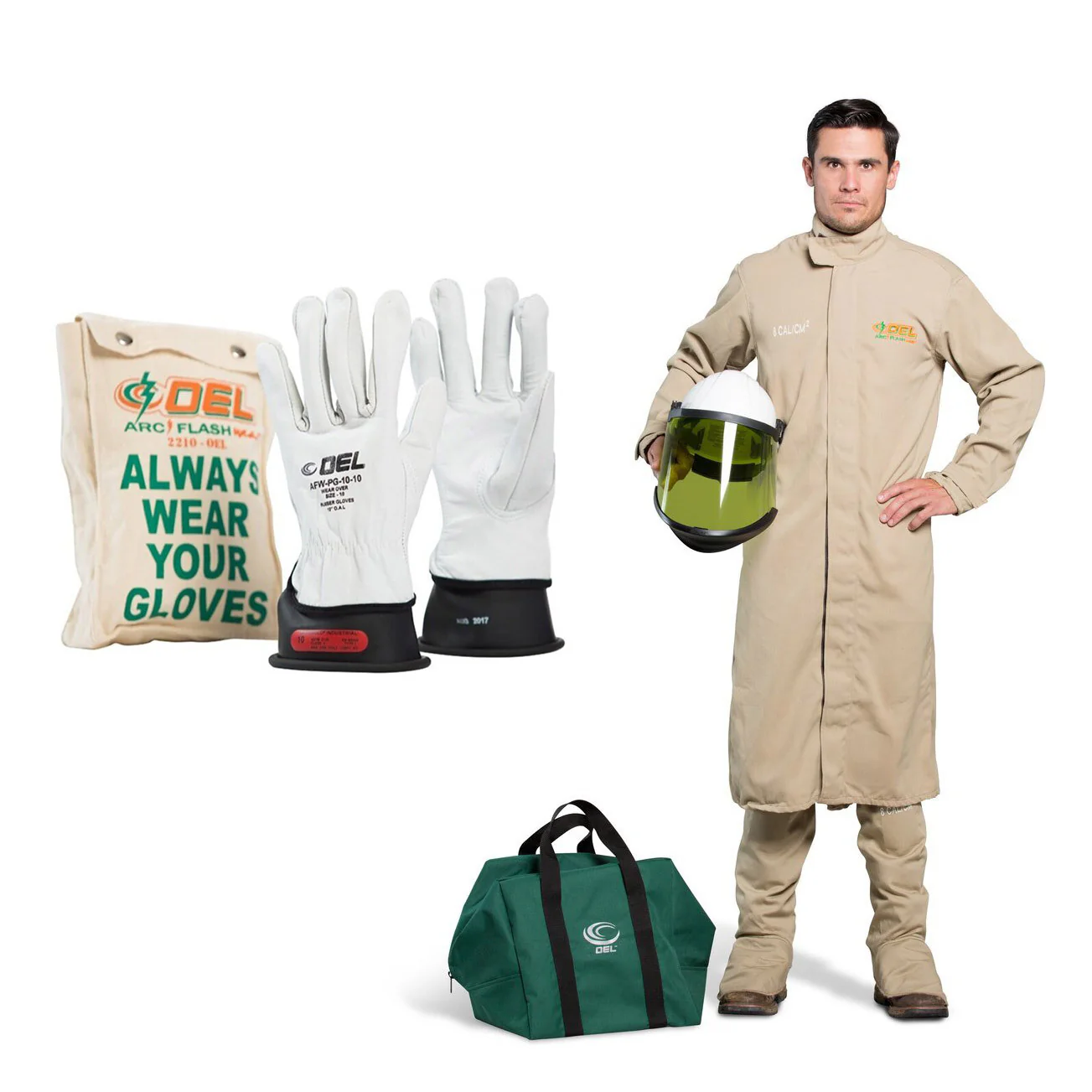 OEL AFW8-KCB-3XL-00-11-B 8 Cal 3XL Khaki Coat and Bib Kit with Class 00 Glove Kit - Moutools