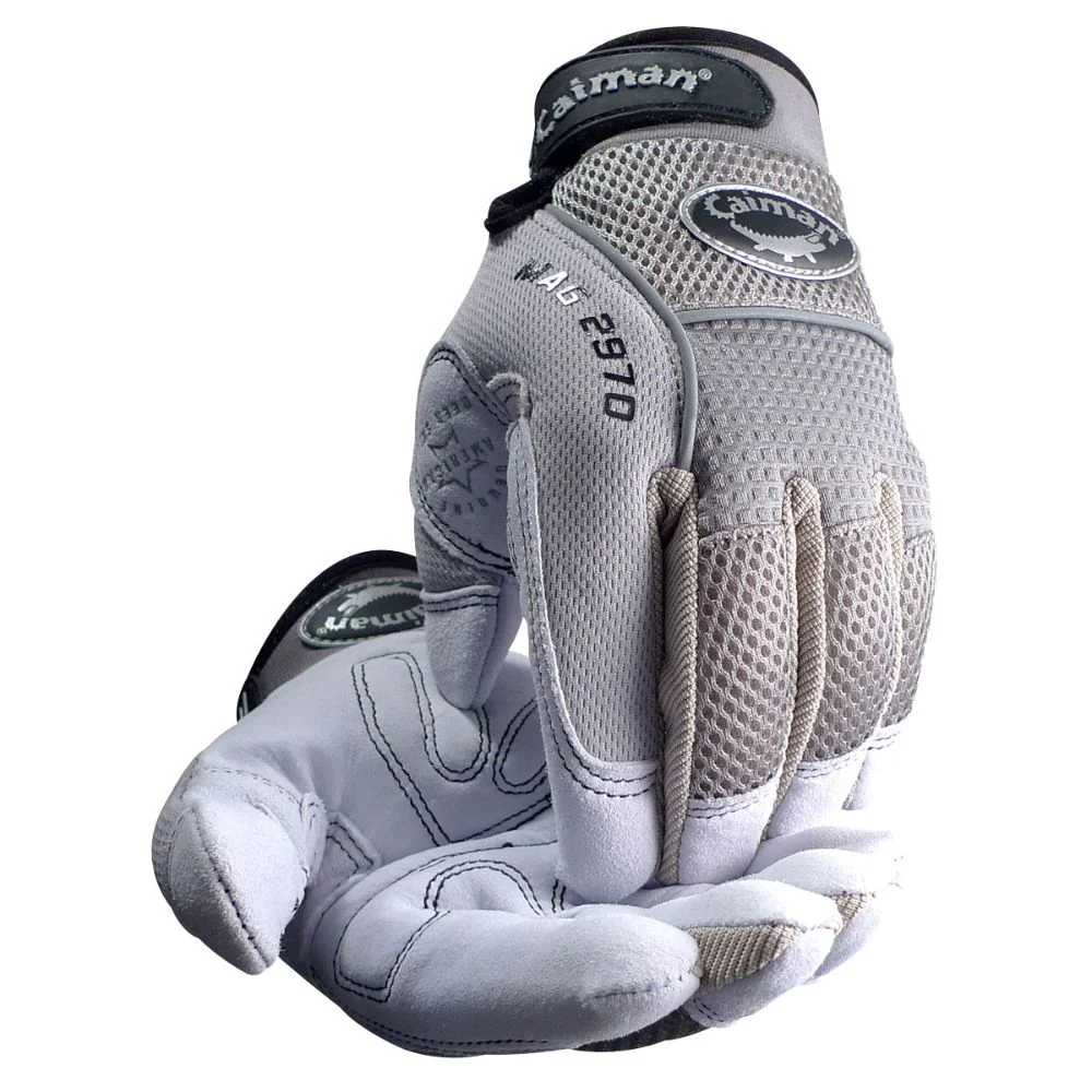 PIP 2970-4 Caiman MAG Multi-Activity Glove with Padded Deerskin Leather Palm and Gray AirMesh Back - Medium - Moutools