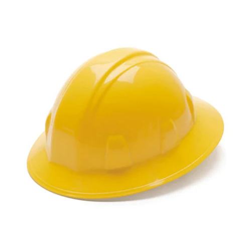 Pyramex HP24130 Full Brim Hard Hat 4 Point Ratchet Suspension - Yellow - Moutools