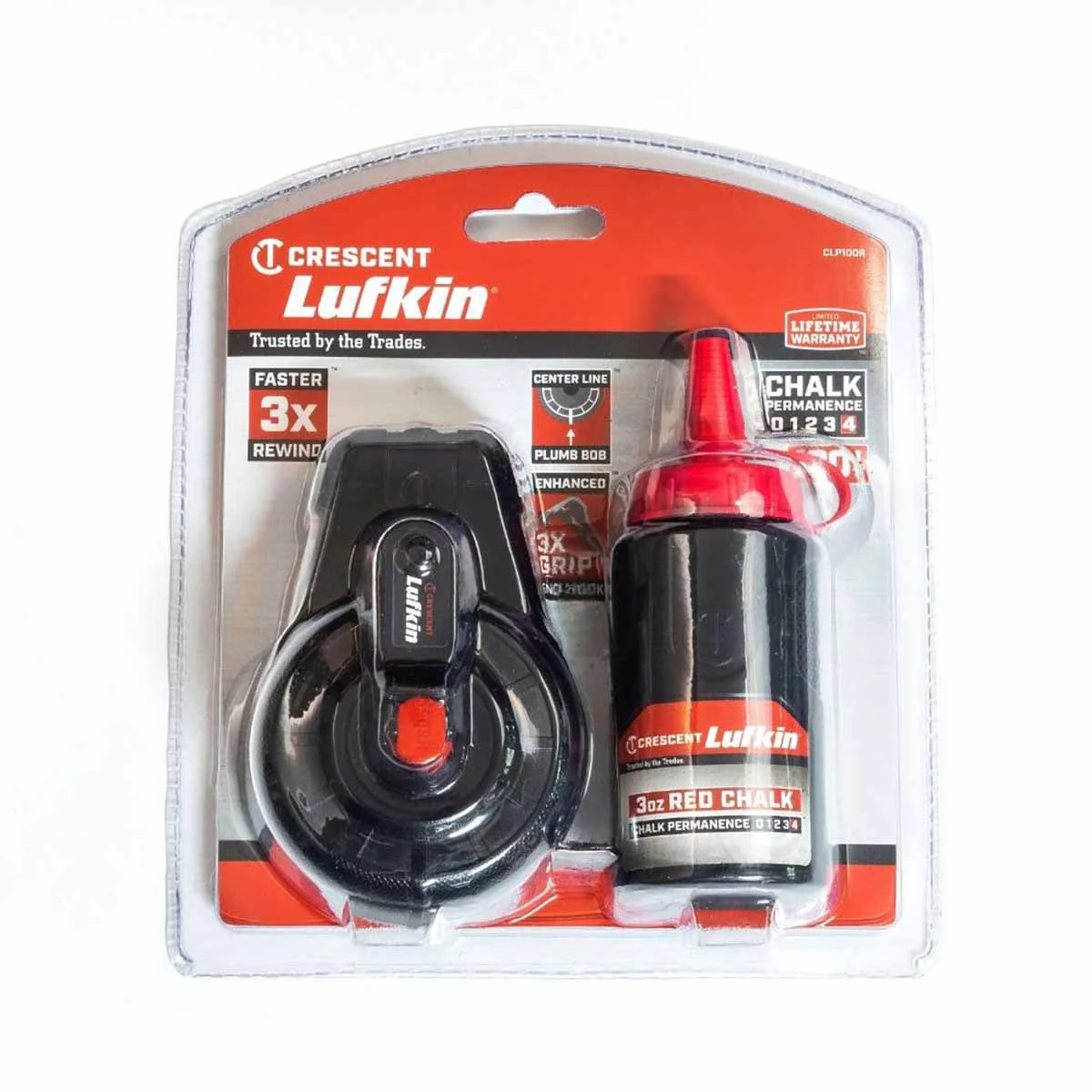 Crescent Lufkin CLP100R 100' Chalk & Reel with Red Chalk - Moutools