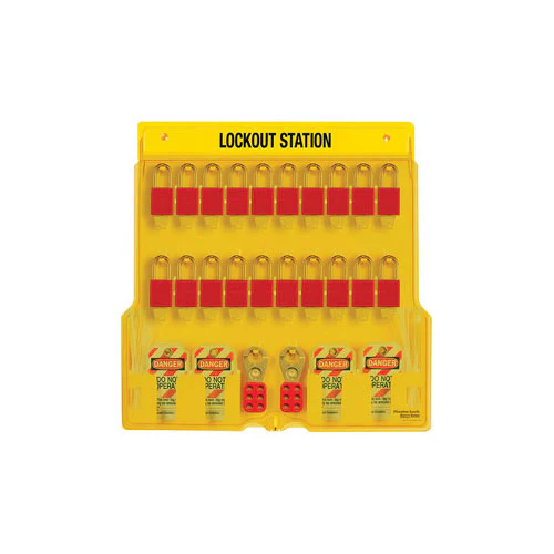 MasterLock 1484BP1106 20-Lock Padlock Station with Anodized Aluminum Padlocks - Moutools