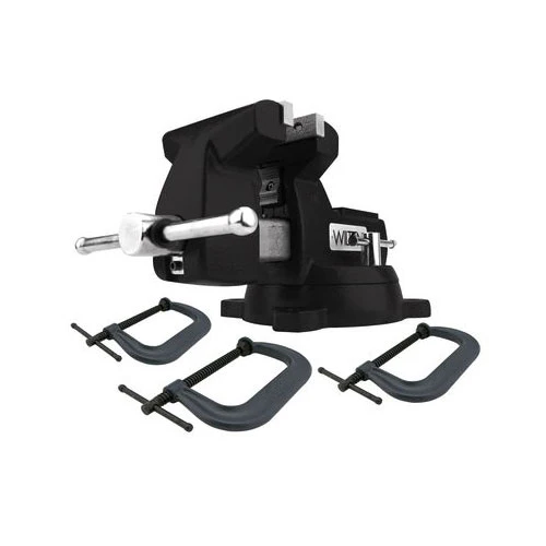 Wilton WL9-21500K 746 Mechanics Vise and 3-Pcs C-Clamp Holding Strong Kit - Moutools