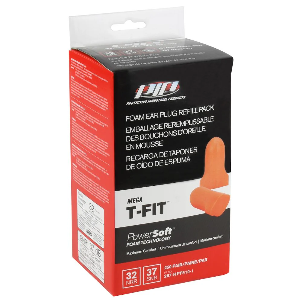 PIP 267-HPF510-1 T-Shape Disposable Soft Polyurethane Foam Ear Plugs - Dispenser Refill Pack - Moutools