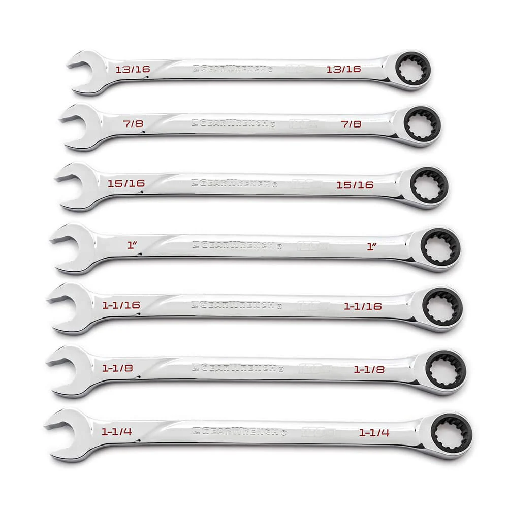 GearWrench 86452 7 Pc. 120XP Universal Spline XL Ratcheting Combination SAE Wrench Set - Moutools