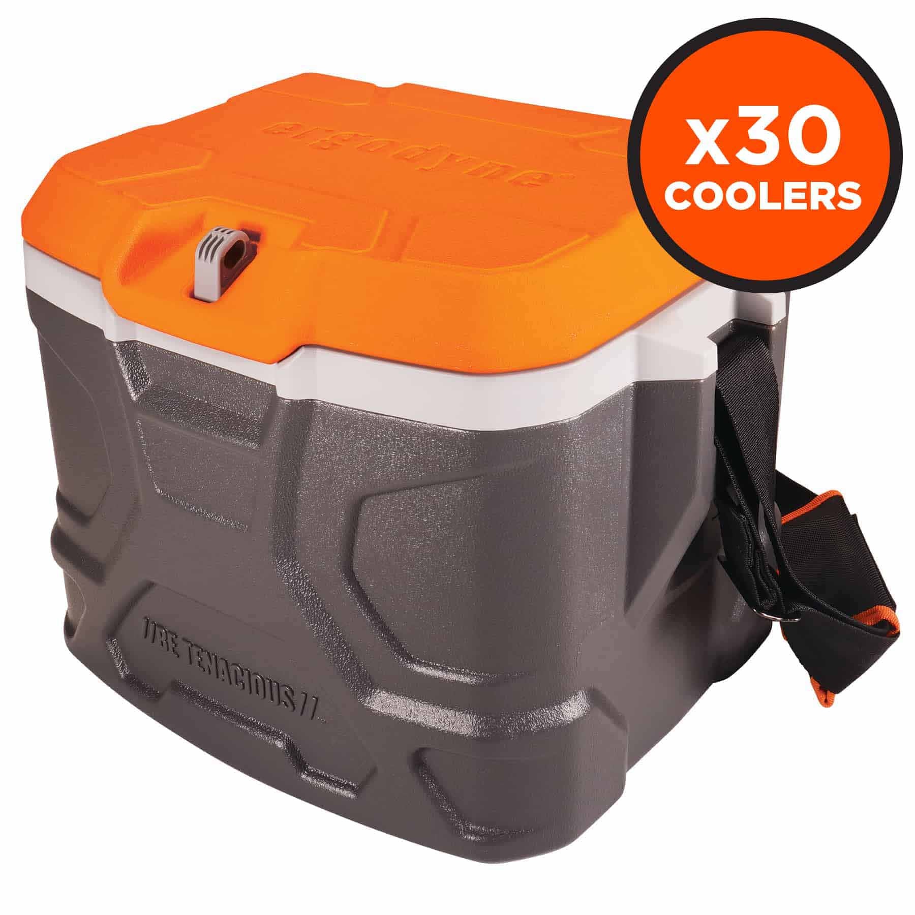 Ergodyne 13172 5170 Pallet of 30 Orange and Gray Industrial Hard Sided Cooler - 17 qt - Moutools