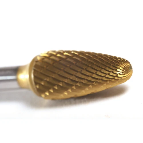 Champion SF5 Champion Tree Shape Radius End SF5 TiN Coated Double Cut Carbide Bur - Moutools