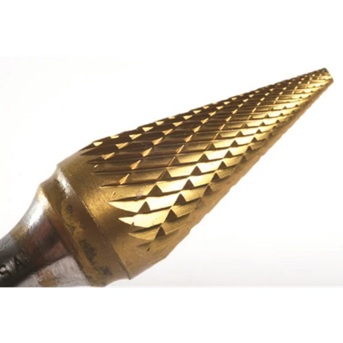 Champion SM3 Champion Cone Shape SM3 TiN Coated Double Cut Carbide Bur - Moutools