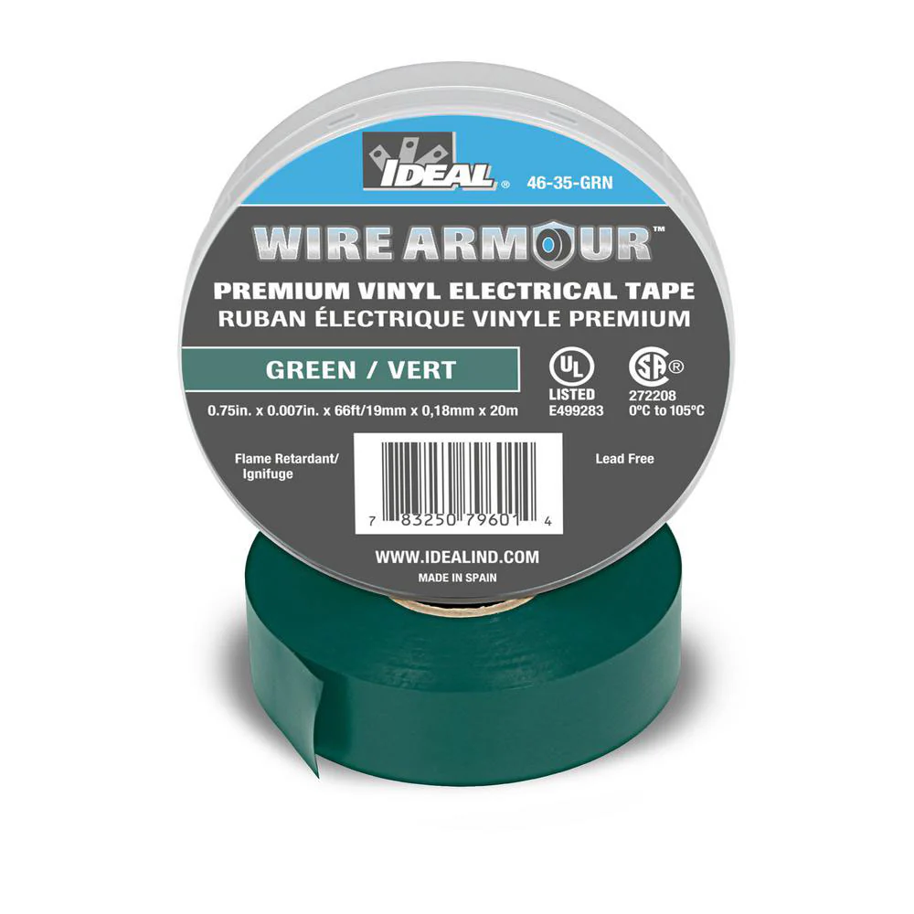 IDEAL Industries 46-35-GRN Wire Armour Color Coding Electrical Tape, 7 Mil, Green - Moutools