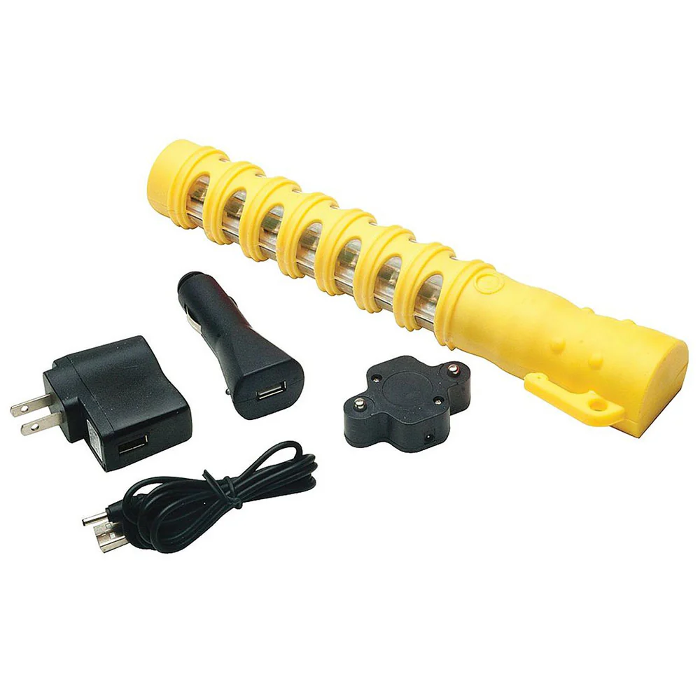 Aervoe 1154 Baton Traffic Single Flare with Amber LEDs, Safety Yellow - Moutools