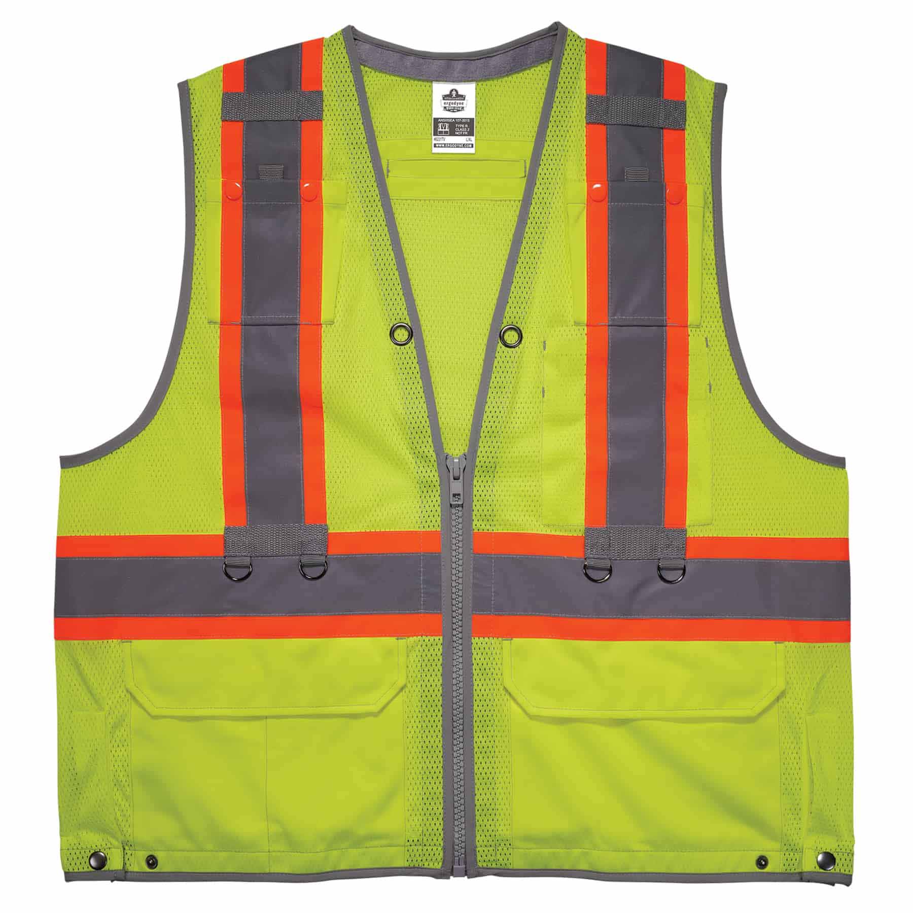 Ergodyne 24177 8231TV 2XL/3XL Lime Class 2 Hi-Vis Tool Tethering Safety Vest - Moutools