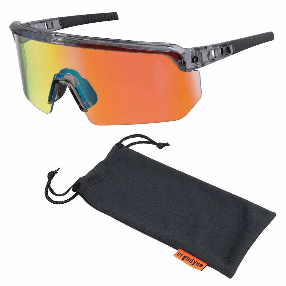 Ergodyne 55014 AEGIR-AFASM Clear Smoke Frame Orange Mirror Lens Anti Scratch Anti Fog Safety Glasses - Moutools