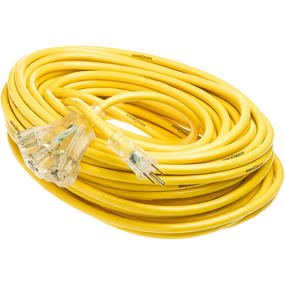 Yellow Jacket 2820 SJTW Extension Cord with 3-Outlet Lighted Power Block, 3 12 Awg Bare Conduct - Moutools