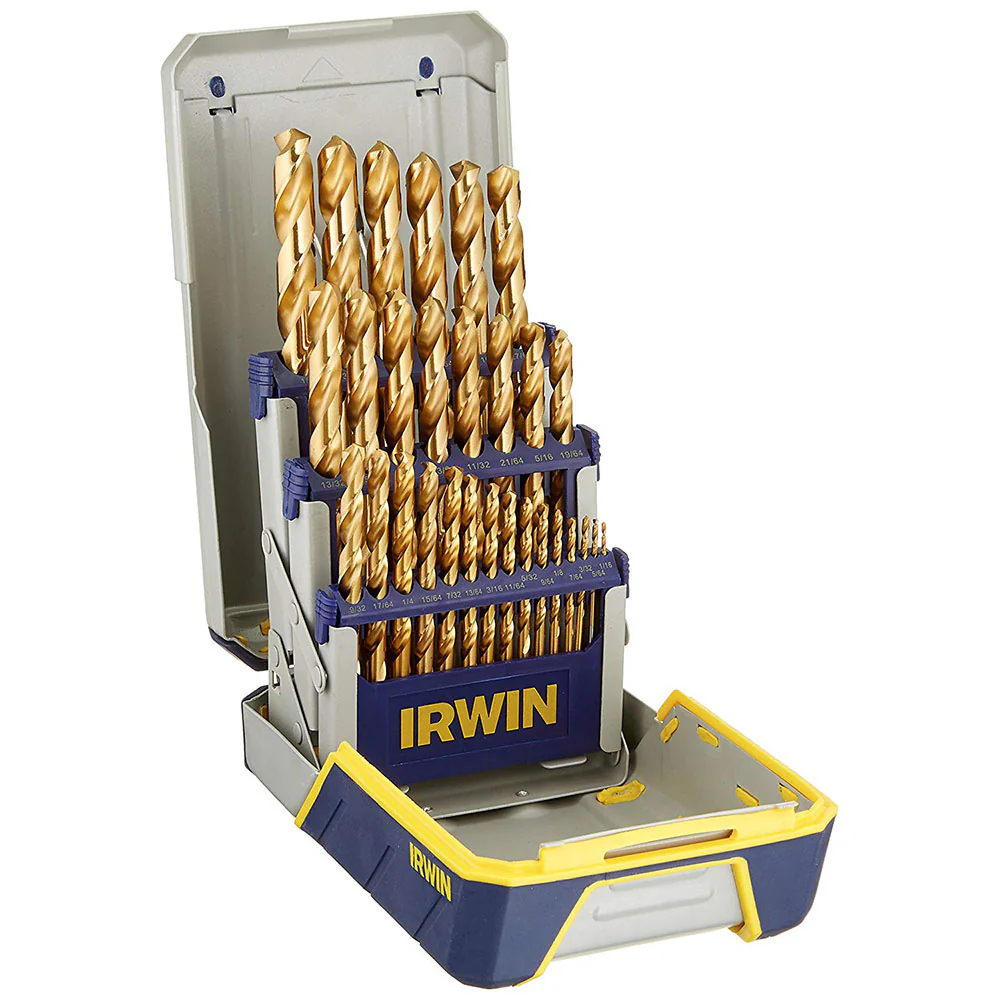 Irwin 3018003 29-Piece Titanium Nitride Coating Metal Index Drill Bit Set with Case - Moutools