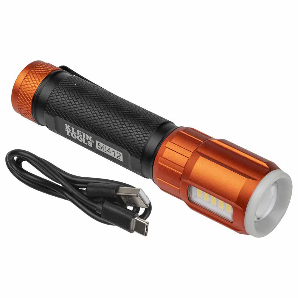 Klein 56412 Rechargeable Flashlight with Worklight - Moutools