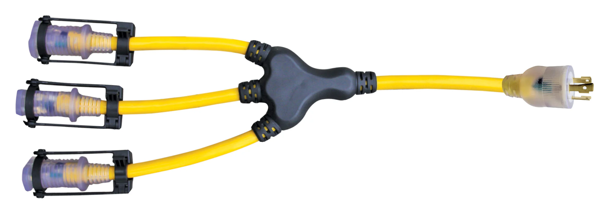 Voltec 04-00216 2' W Generator Adapter - L5-30P to (3x) 5-20R with E-Zee Lock - Moutools