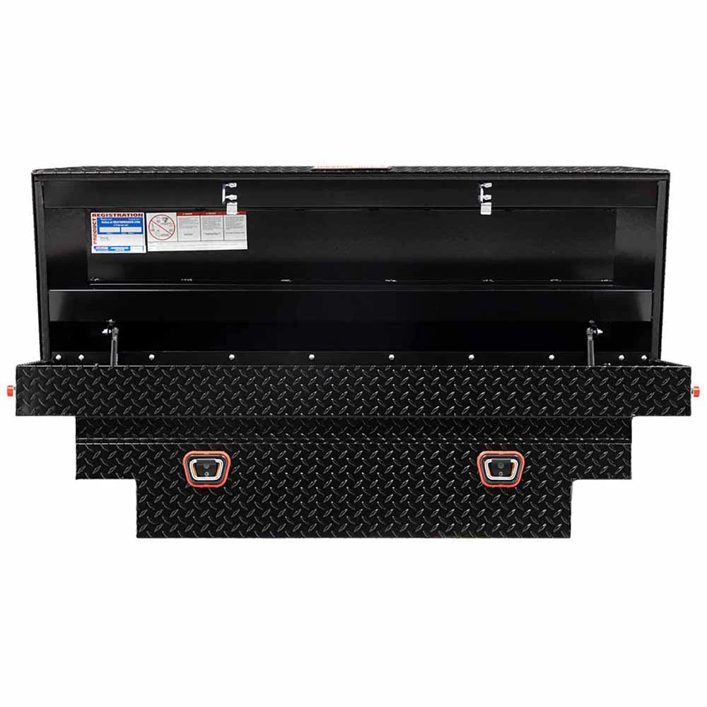Weather Guard 137-5-03 Model 137-5-03 Saddle Box, Aluminum, Compact Deep, Gloss Black, 8.0 Cu. Ft. - Moutools
