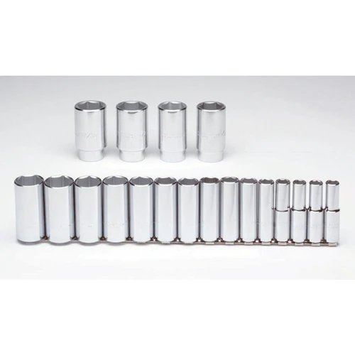 Proto J54101 1/2 Drive 19 Pc. Deep Socket Set - 6 Point - Moutools