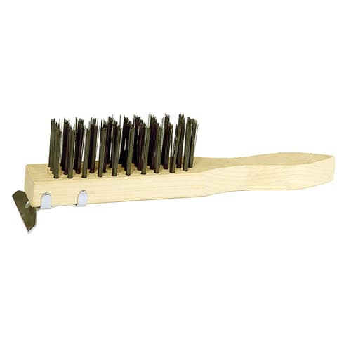 Weiler 44069 Hand Wire Scratch Brush w/Scraper, .012 Steel Fill , 4 x 11 Rows - Moutools