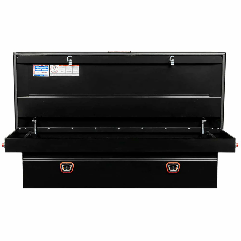 Weather Guard 116-5-03 Model 116-5-03 Saddle Box, Steel, Full Extra Wide, Gloss Black, 14.5 Cu. Ft. - Moutools