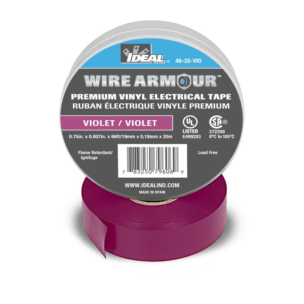 IDEAL Industries 46-35-VIO Wire Armour Color Coding Electrical Tape, 7 Mil, Violet - Moutools