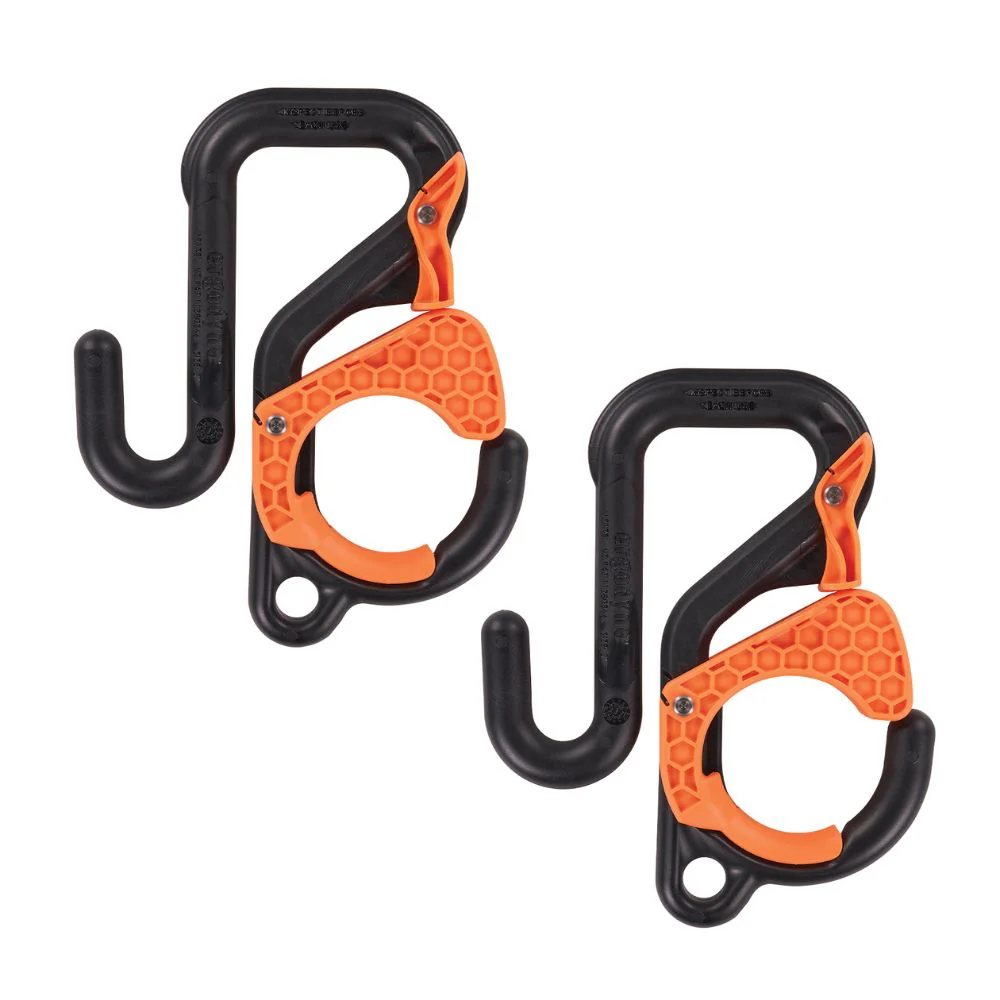 Ergodyne 19278 #3178 2-pack 2' (5.1cm) Black and Orange Locking Aerial Bucket Hook w/Tethering Point - Moutools