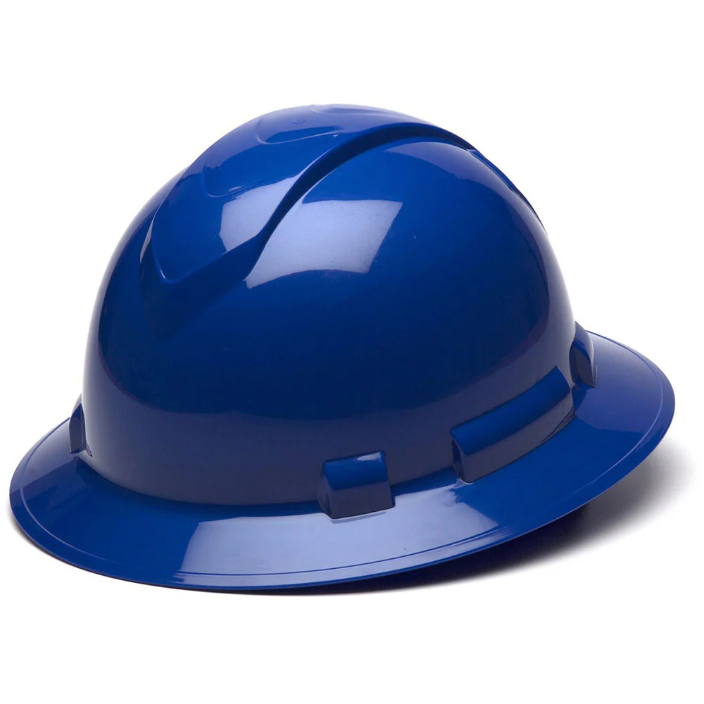 Pyramex HP54160 Hard Hat - Blue-Ridgeline Full Brim 4 Pt Ratchet Suspension - Moutools