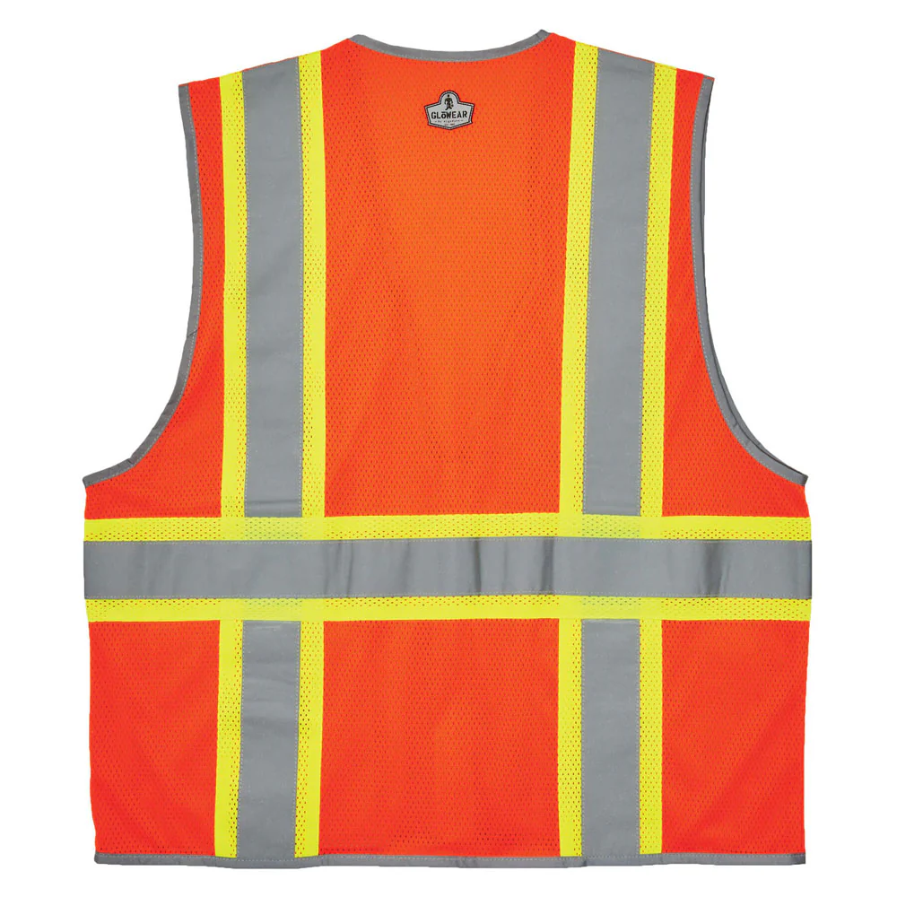 Ergodyne 24133 GloWear 8246Z Type R Class 2 Two-Tone Mesh Vest, Reflective Banding, S/M, HV Orange - Moutools