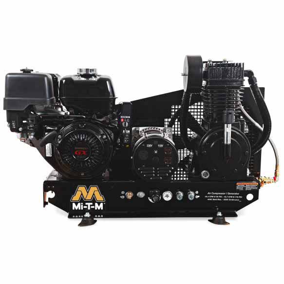 Mi-T-M AGW-SR14-B Base Mount Two Stage Gasoline Air Compressor/Generator/Welder Combination - Moutools