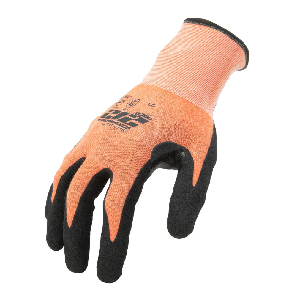 212 Performance AXA5-09-008 AX360 Seamless Foam Nitrile-dipped Cut Resistant Hi-Viz Gloves (EN Level E, ANSI A5), Small Orange - Moutools