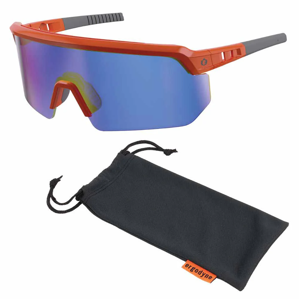 Ergodyne 55021 AEGIR-MI Orange Frame Blue Mirror Lens Safety Glasses - Moutools