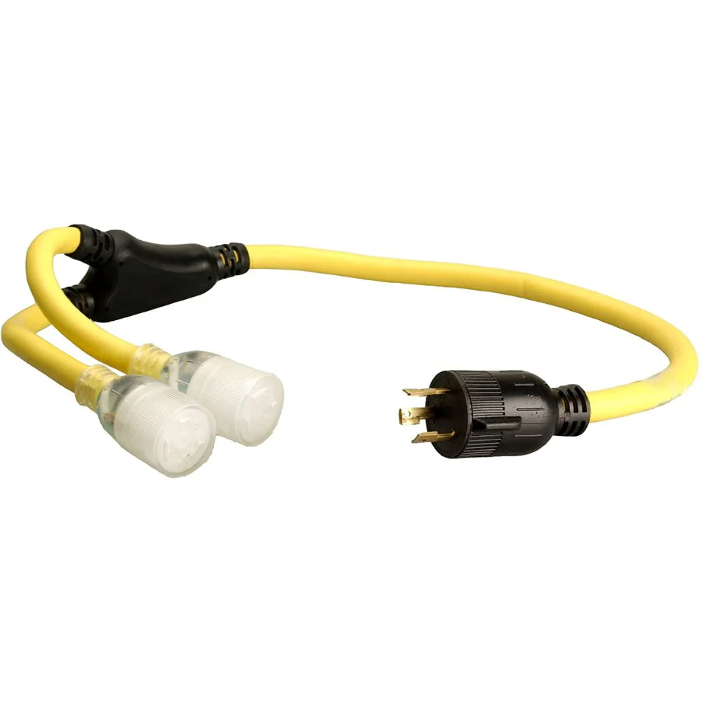 Southwire 19148802 10/3 STW GENERATOR ADAPTER - L5-30 PLUG TO (X2) L5-20 RECEPTACLE - Moutools