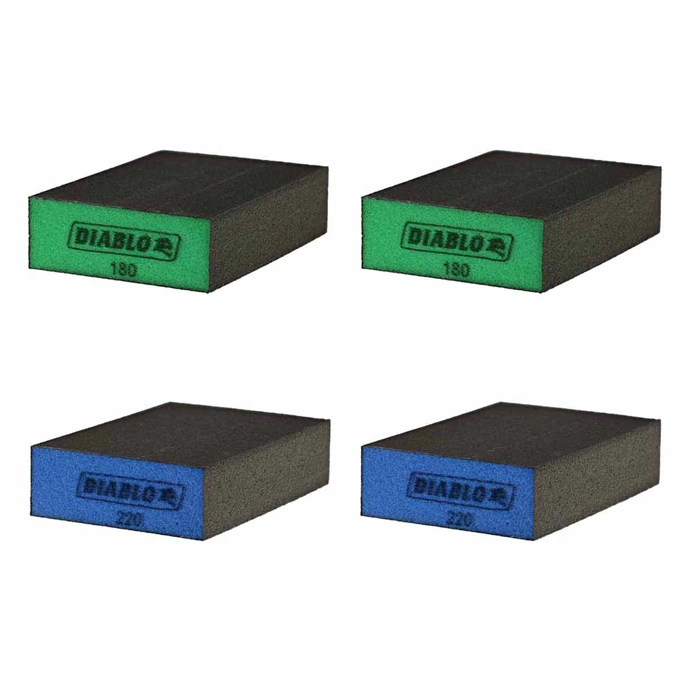 Diablo DFBLBLOSMF04G Large Flat Sanding Sponge Assorted Pack (4-Piece) - Moutools