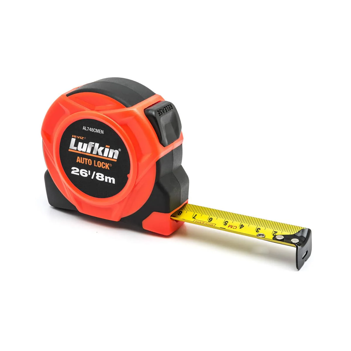 Crescent Lufkin AL748CMEN 25mm x 8m 700 Series Hi-Viz Orange Auto-Lock Yellow Clad Tape Measure - Moutools
