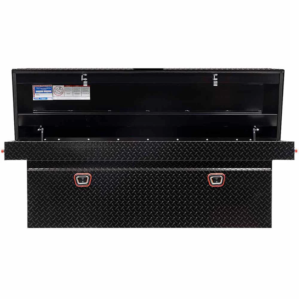 Weather Guard 123-5-03 Model 123-5-03 Saddle Box, Aluminum, Full Deep, Gloss Black, 14.2 Cu. Ft. - Moutools