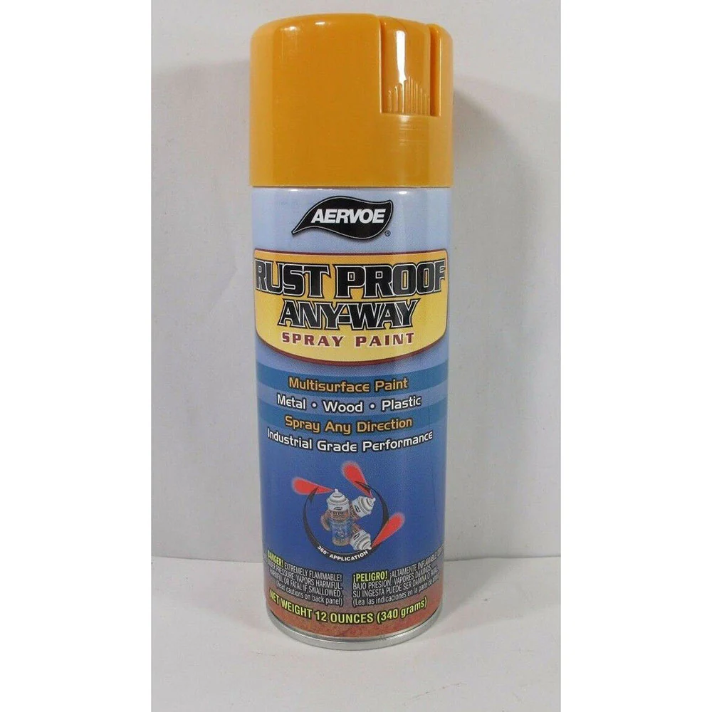 Aervoe 168 Cat. Yellow (New) Rust Proof Enamel Any-Way Spray Paint - Moutools