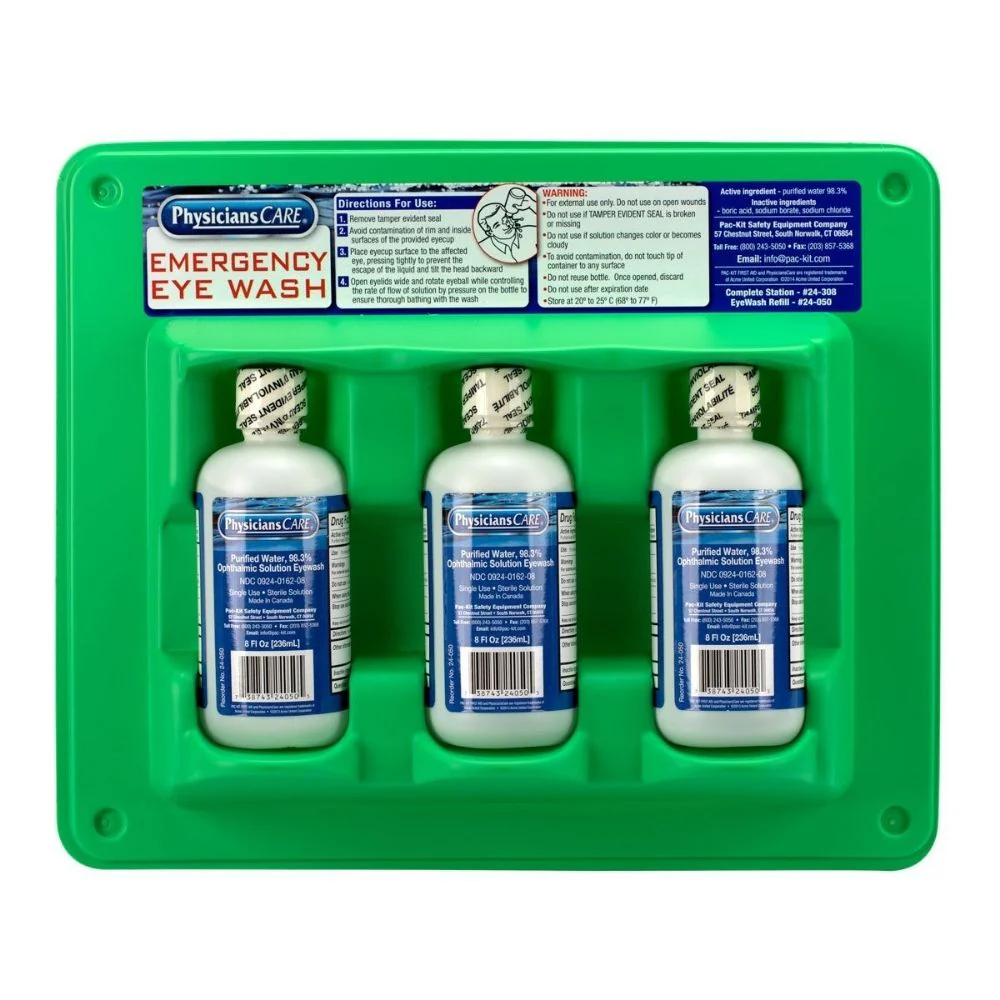 First Aid Only 24-308 Eyewash Station, 8 oz. Triple Screw Cap Bottle - Moutools