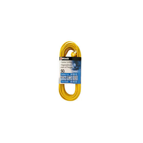 Woods 832 SPT-2 16/3 Flat Utility Extension Cord, 50-Foot, Yellow - Moutools