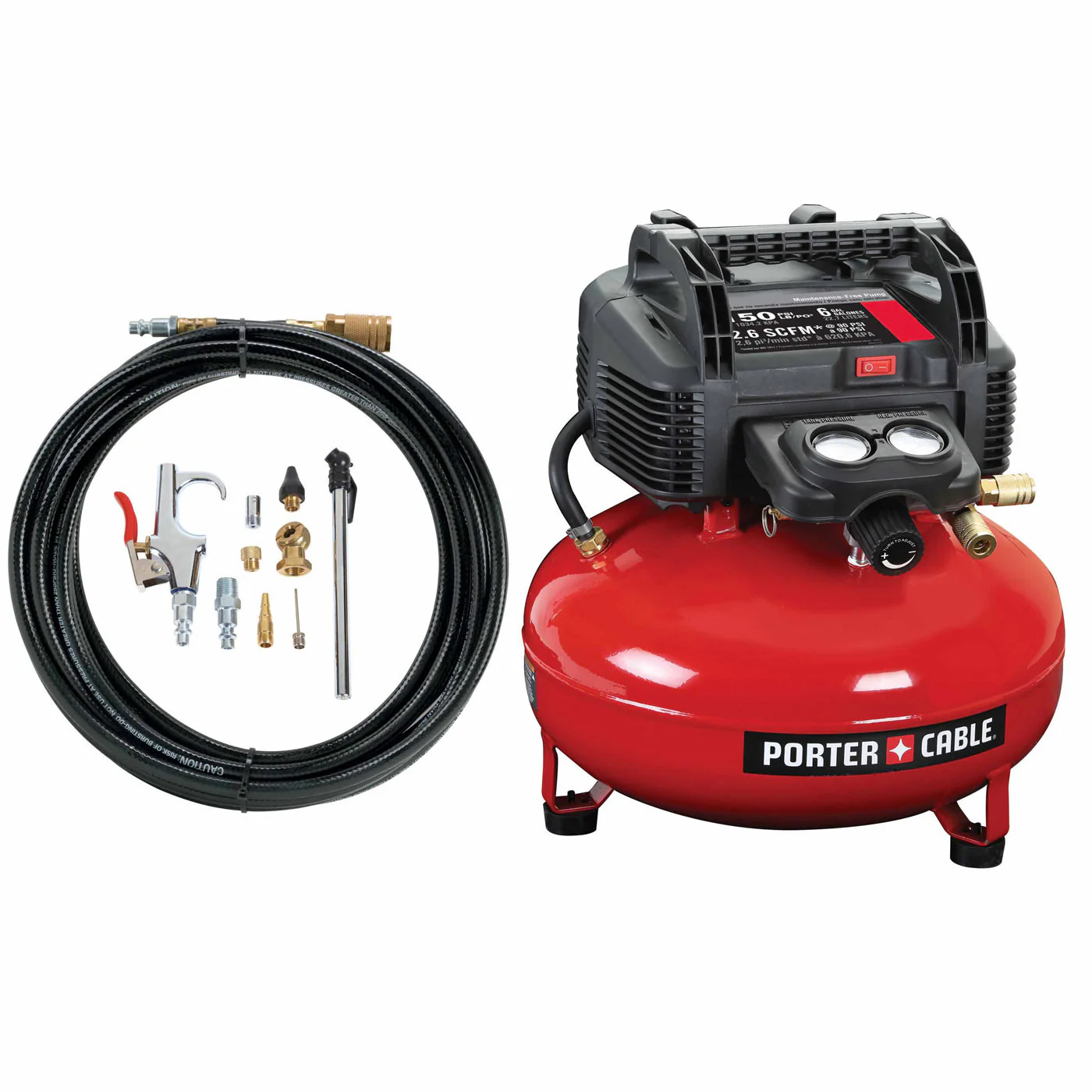 Porter Cable C2002-WK 150 Psi 6 Gal Oil-Free Pancake Compressor Value Kit - Moutools