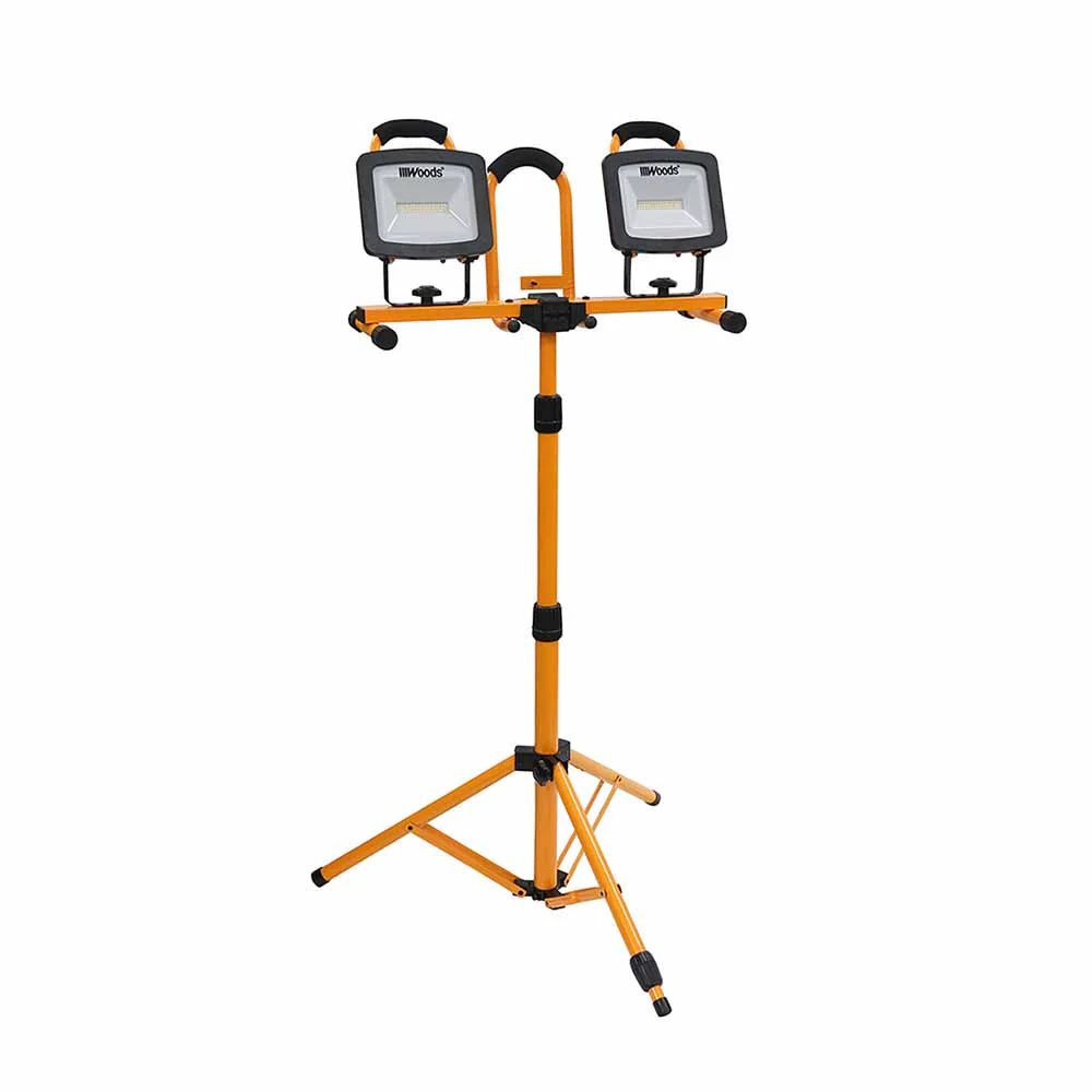 Woods WL40236 Woods Pro 6000 Lumen Dual Head Work Light with Tripod - Moutools