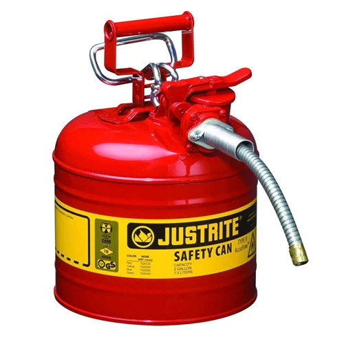 Justrite 7220120 2 Gallon Type II Red Safety Can With Hose - Moutools
